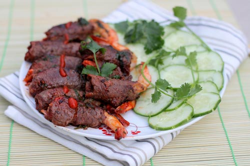 Bò Cuốn Tôm Nướng                                                                                                                                     