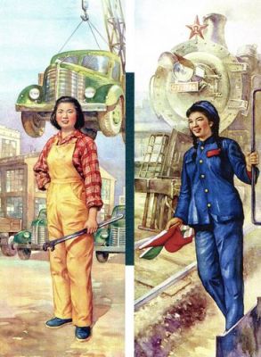 Chiến dịch c&ocirc;ng nghiệp h&oacute;a của Đảng Cộng sản cần h&agrave;ng triệu sức lao động, những c&aacute;i phải được thay thế. V&igrave; thế m&agrave; b&acirc;y giờ phụ nữ phải tiếp nhận c&ocirc;ng việc đồng &aacute;ng v&agrave; chẳng bao l&acirc;u sau đ&oacute; cả những c&ocirc;ng việc mới như thợ cơ kh&iacute; hay nh&acirc;n vi&ecirc;n đường sắt. Ảnh: GEO Epoche.